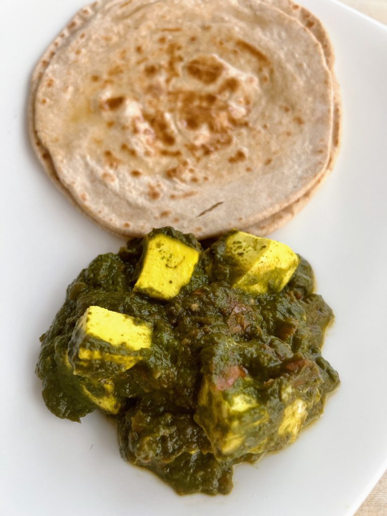 Palak paneer with roti