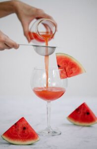 Watermelon juice and slices