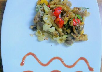 Baked Seashell Pasta with Mushroom & BabyCorn