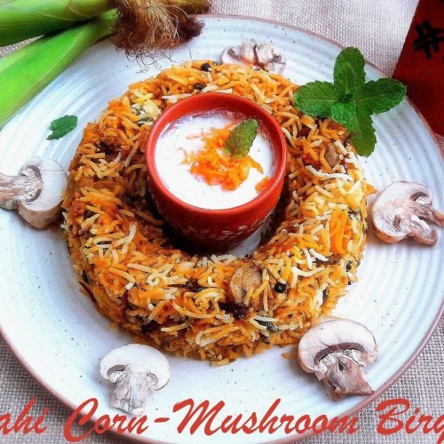 Shahi Mushroom and Babycorn Biryani