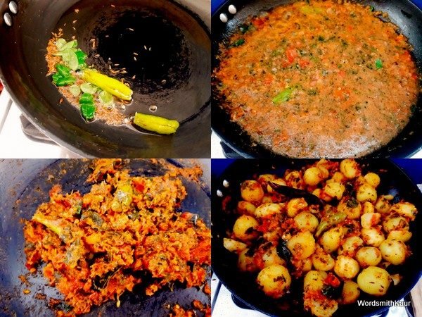 Heat remaining oil in the pan add cumin seeds, green chillies and a few curry leaves.