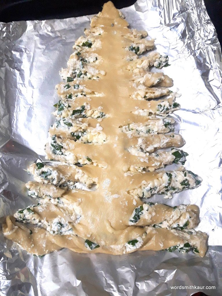 Cream Cheese Christmas tree ready to bake