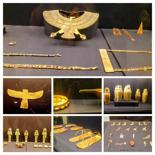 Gold ornaments, even slippers of the Pharaohs
