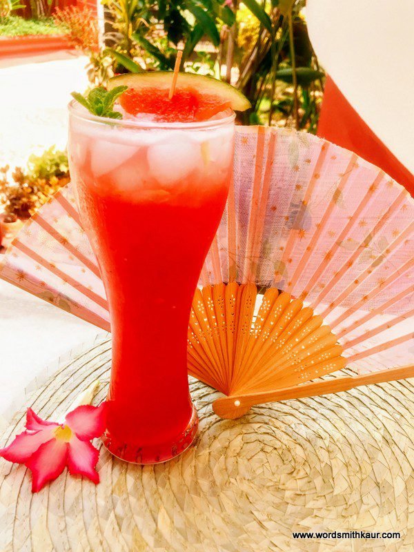 Watermelon and ice apples mocktail