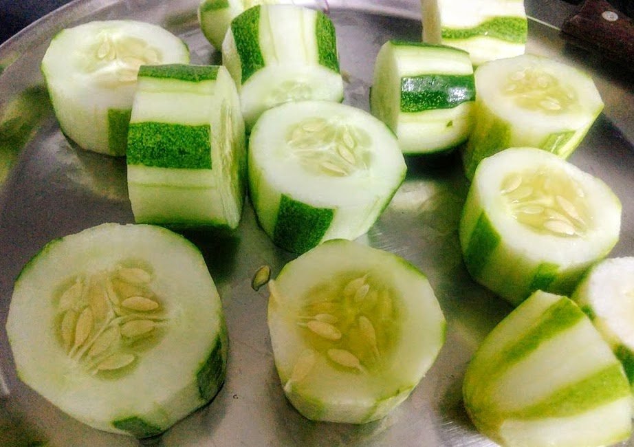 elegant corn salad in cucumber boats - Wordsmith Kaur