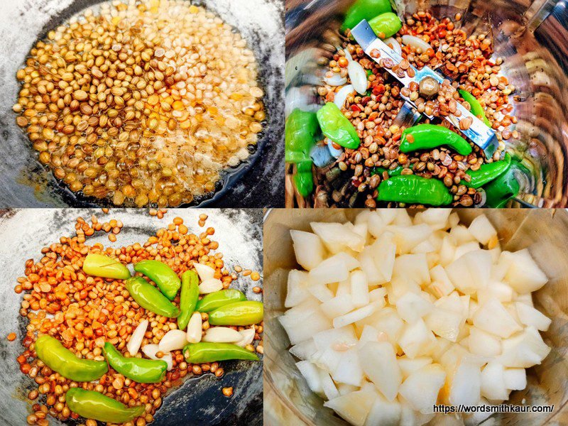 Andhra Dosakaya Pachadi Recipe prep