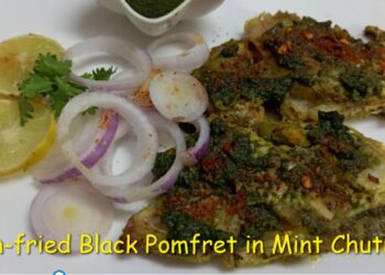 Pan-fried Black Pomfret in Mint Chutney