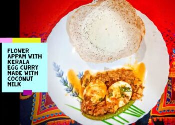 Flower shaped appam with kerala egg curry