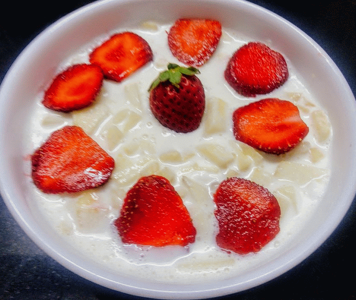 Strawberry Cream Biscuit Pudding