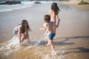 Splashing in the sea