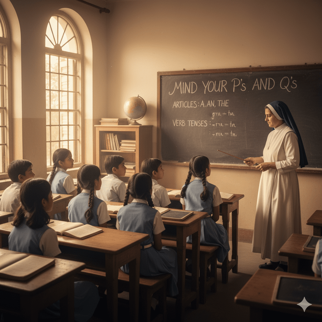 we were asked to Mind your P's & Q's in school