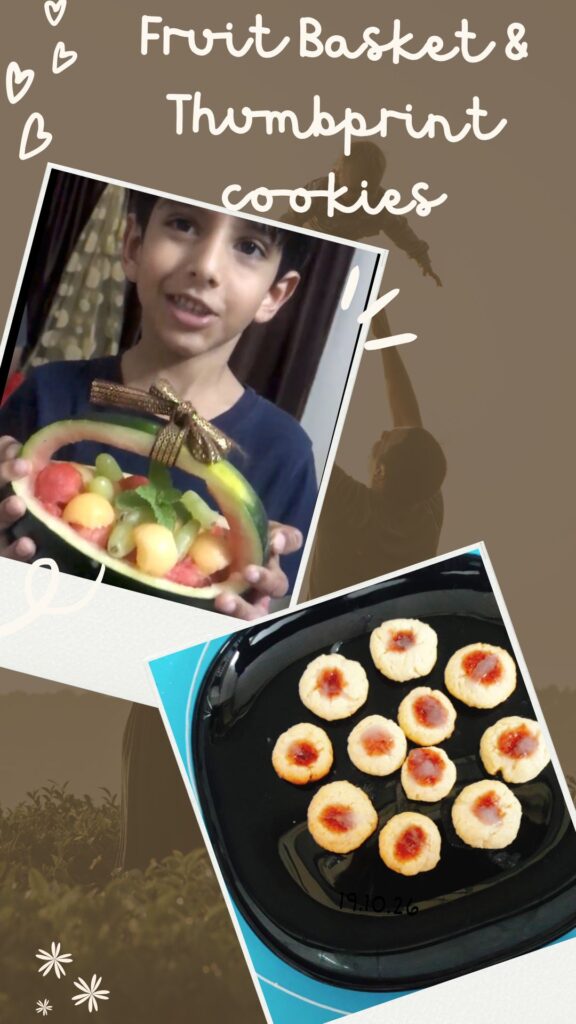 Fruit Basket and Thumbprint Cookies made by Arian