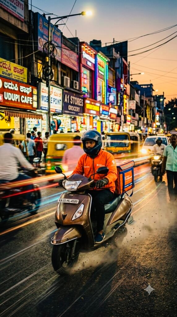 The quintessential quick commerce delivery guy