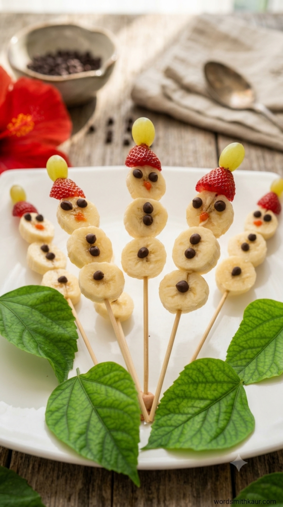 Fruit Skewers or rather Snowmen