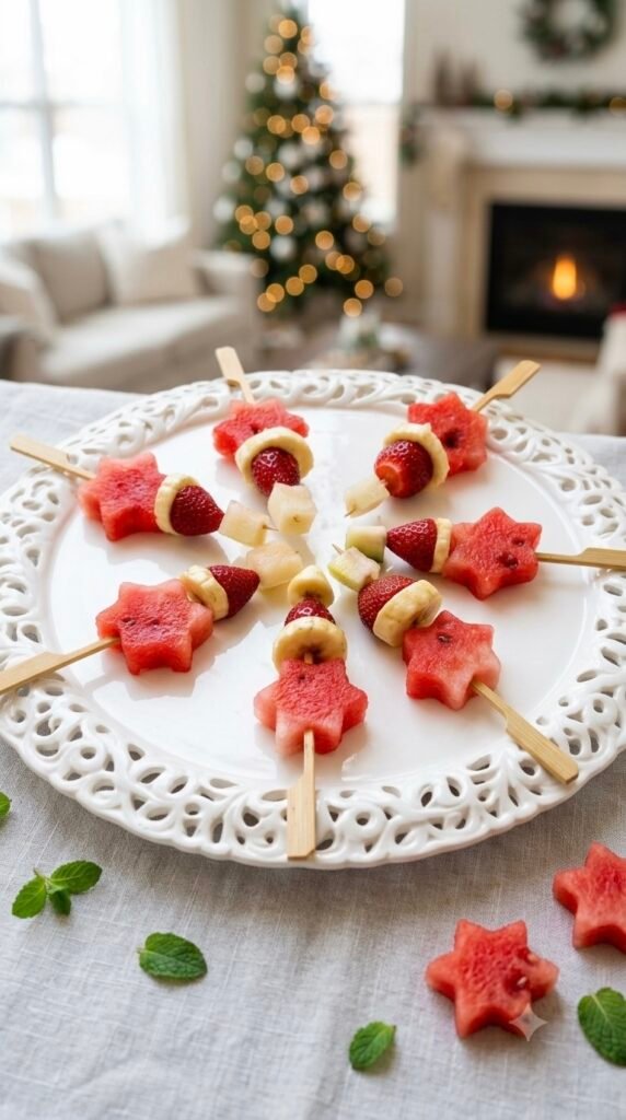 Fruit skewers for Christmas